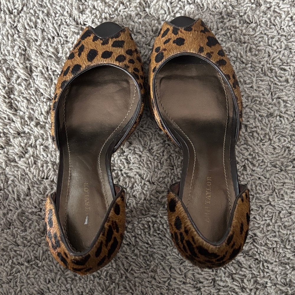 Ann Taylor Leopard Print Peep-Toe Heels - Picture 3 of 14